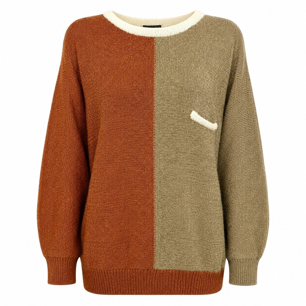 Vintage Cianelli Earthy Retro Colorblock Sweater Womens XL Mohair Academic